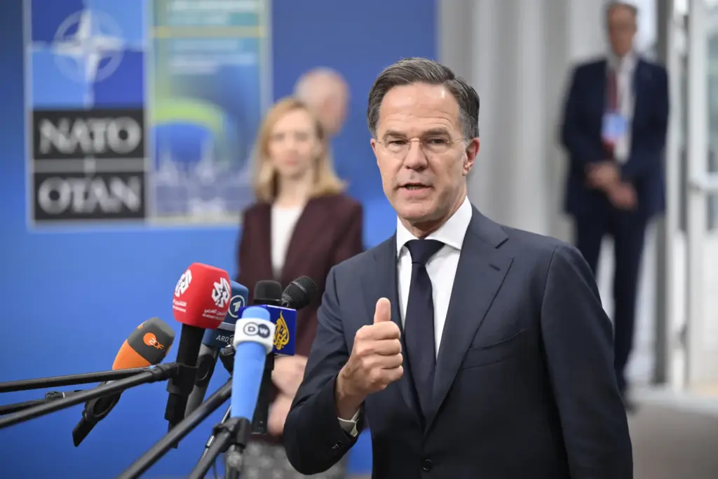 NATO Secretary General Mark Rutte speaks to media.