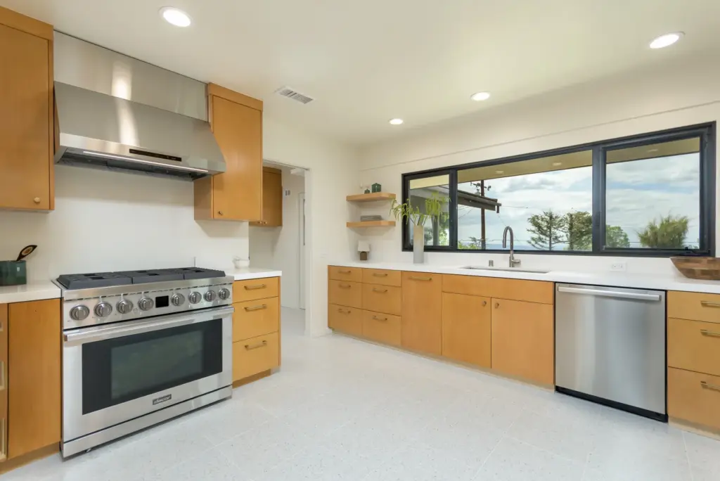The renovated kitchen. (Photo by Geoff Yale)