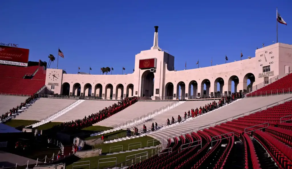 Students make their during the USC’s 143rd commencement ceremony at...