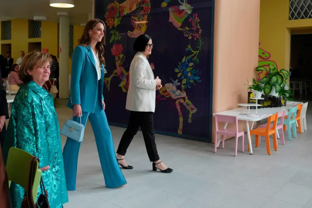 Britain’s Kate, Princess of Wales, arrives at the Loris Malaguzzi...