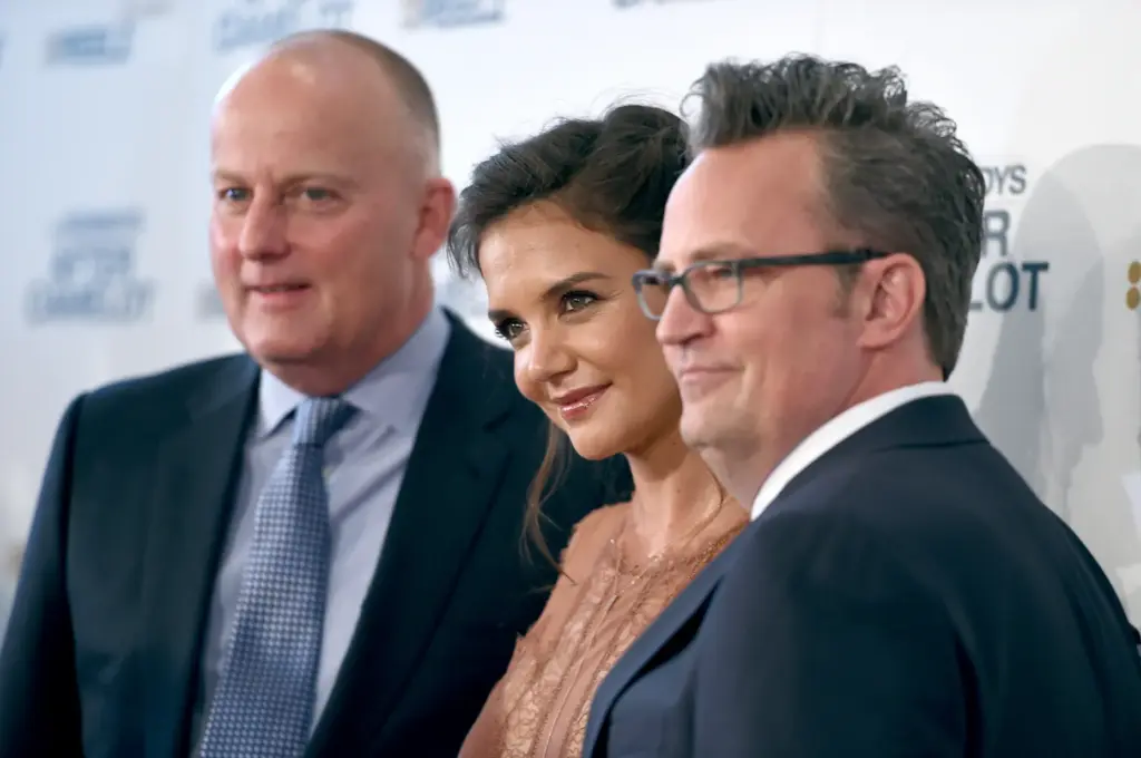 Reelz CEO Stan E. Hubbard, from left, Katie Holmes and...
