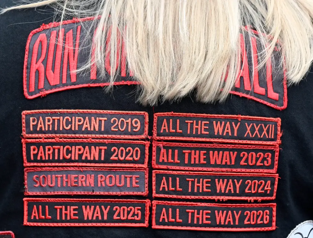 A Run For The Wall participant proudly wears her vest...