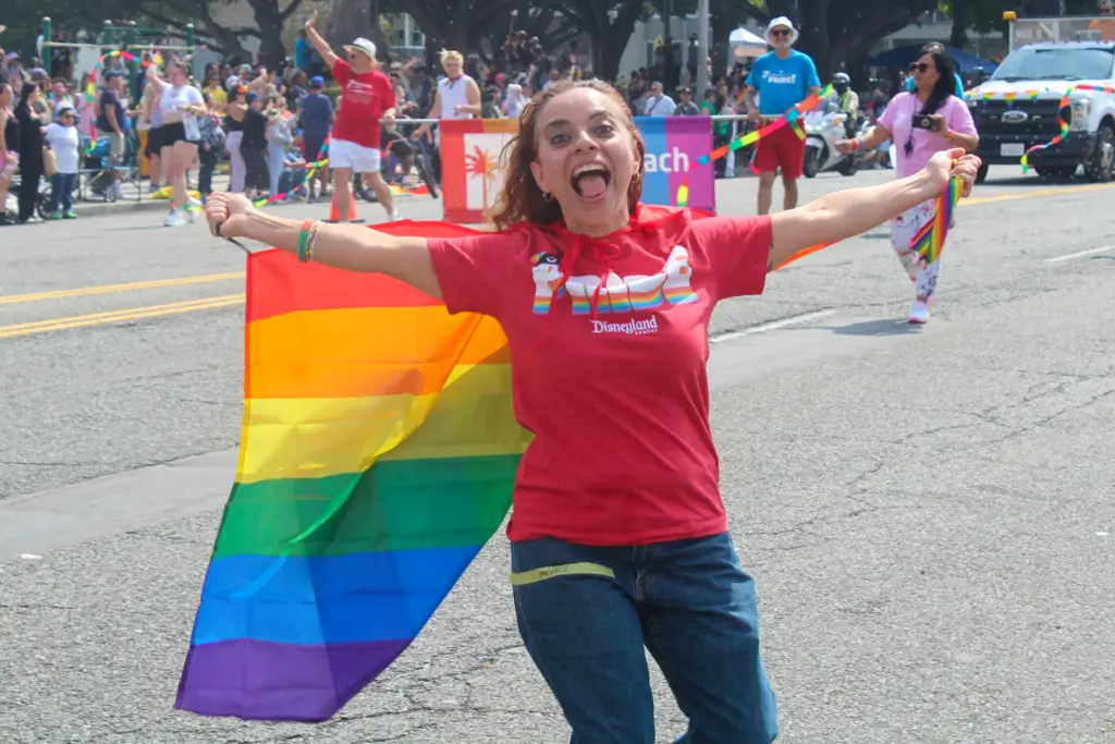 Jennifer Ramos, from La Mirada, danced and held up a...