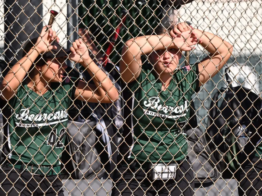 Bonita Wildcats bench looks on after the Whittier Christian Heralds...