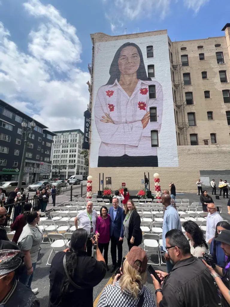 From left, Shawna Hogan-Moore, Dolores Huerta, AIDS Healthcare Foundation President...