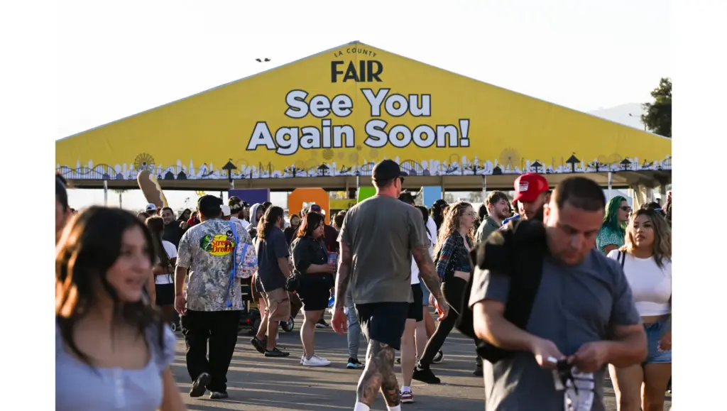 Fairgoers exit the LA County Fair for the last weekend...