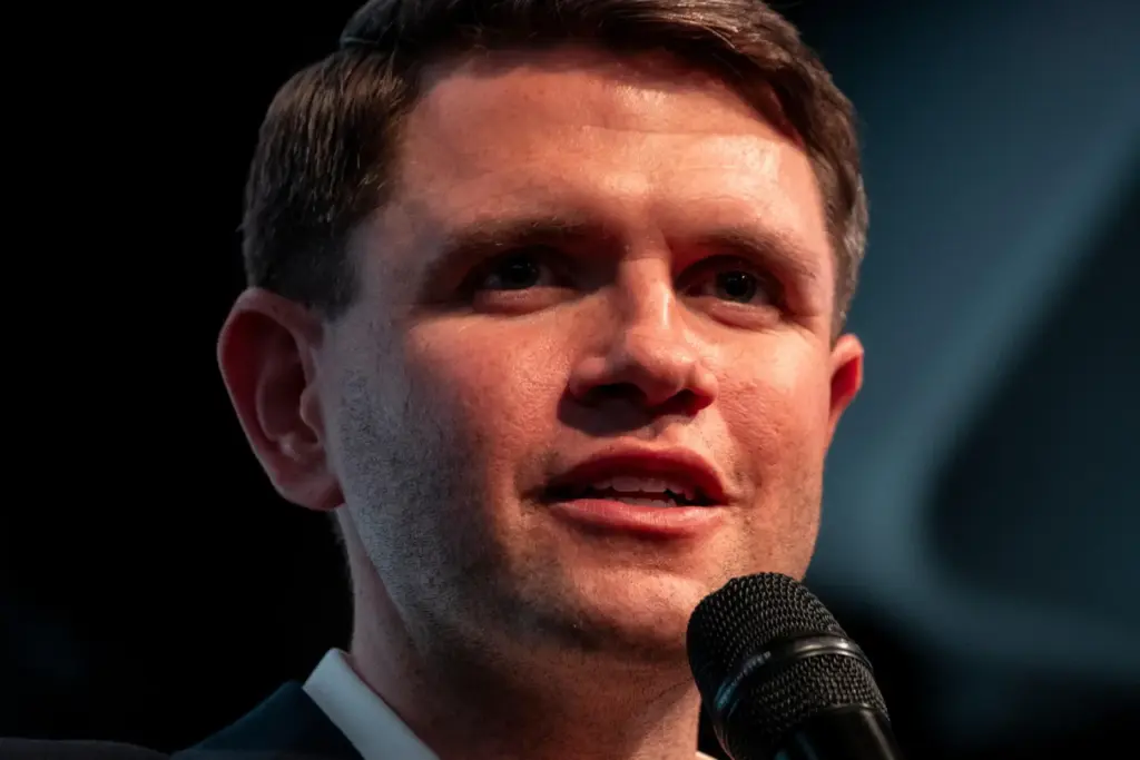 Texas state Rep. and Democratic Senate candidate James Talarico attends a rally in Houston.