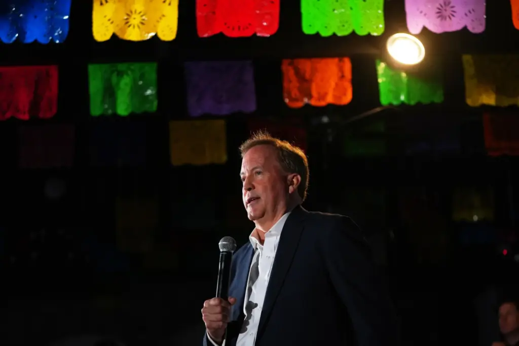 Ken Paxton, a Republican candidate for the U.S. Senate, speaks at a campaign event.