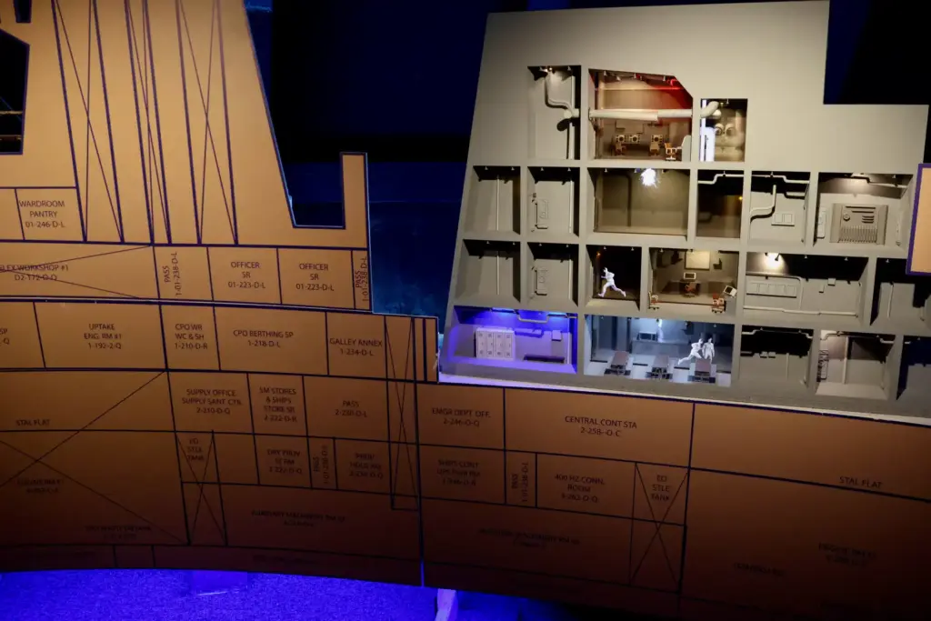 A representative blueprint of the USS Iowa is featured in...