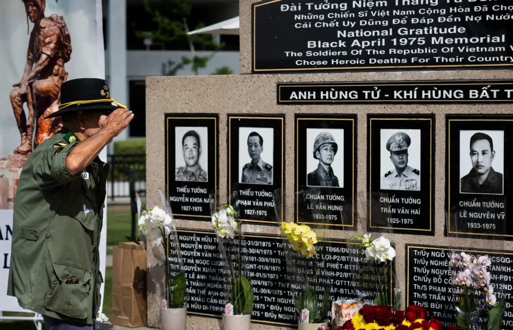 Army veteran Rudy Jaramill visits a monument to South Vietnamese...