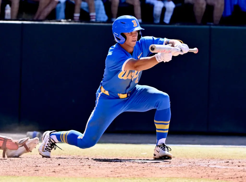 Phoenix Call #4 of the UCLA Bruins Sac bunts as...