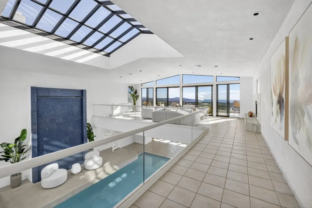 A view of the indoor pool from the upper wing....