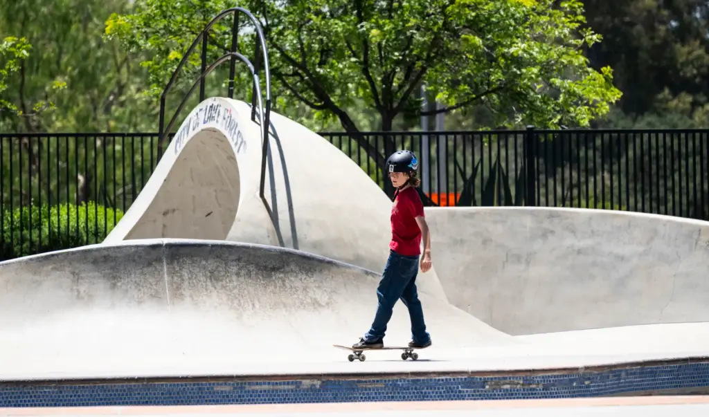 Ayden Khatib skates at the Etnies Skatepark in Lake Forest...