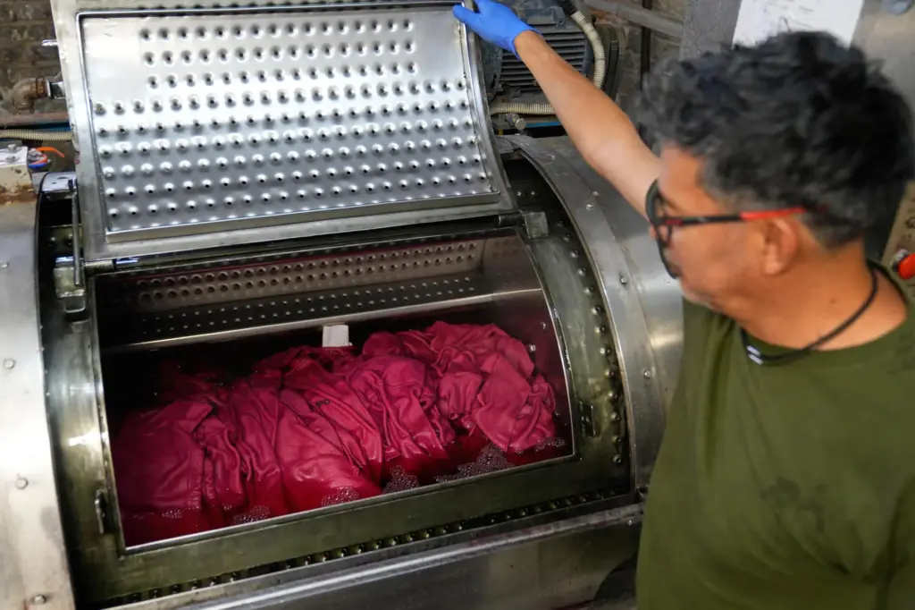 A small run of sweatshirts are dyed at the BPD...