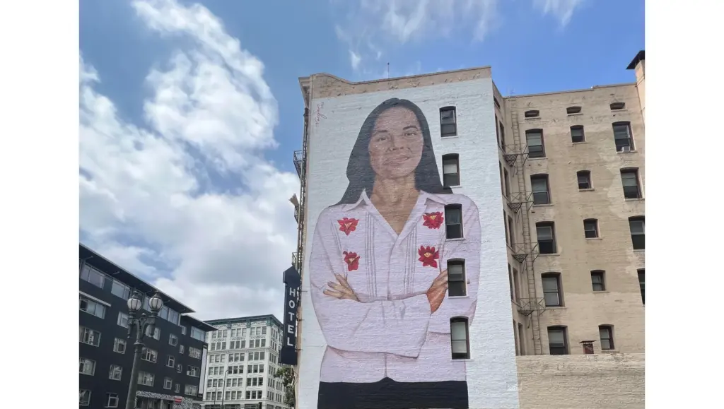 “Walking Into History,” a Robert Vargas mural of civil rights...