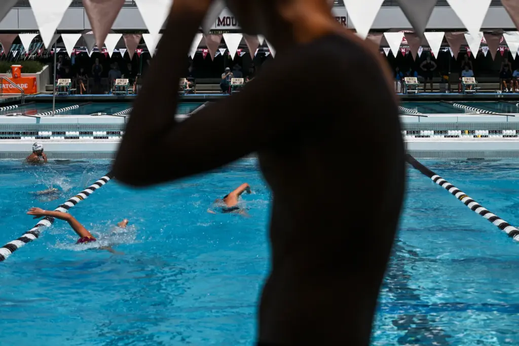 Swimmers practice for the CIF Southern Section Division 1 swimming...