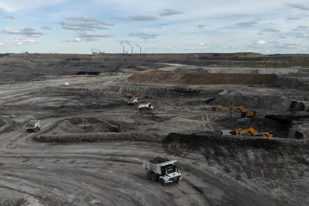 A mining truck operates in the Huaneng Yimin open-pit coal mine