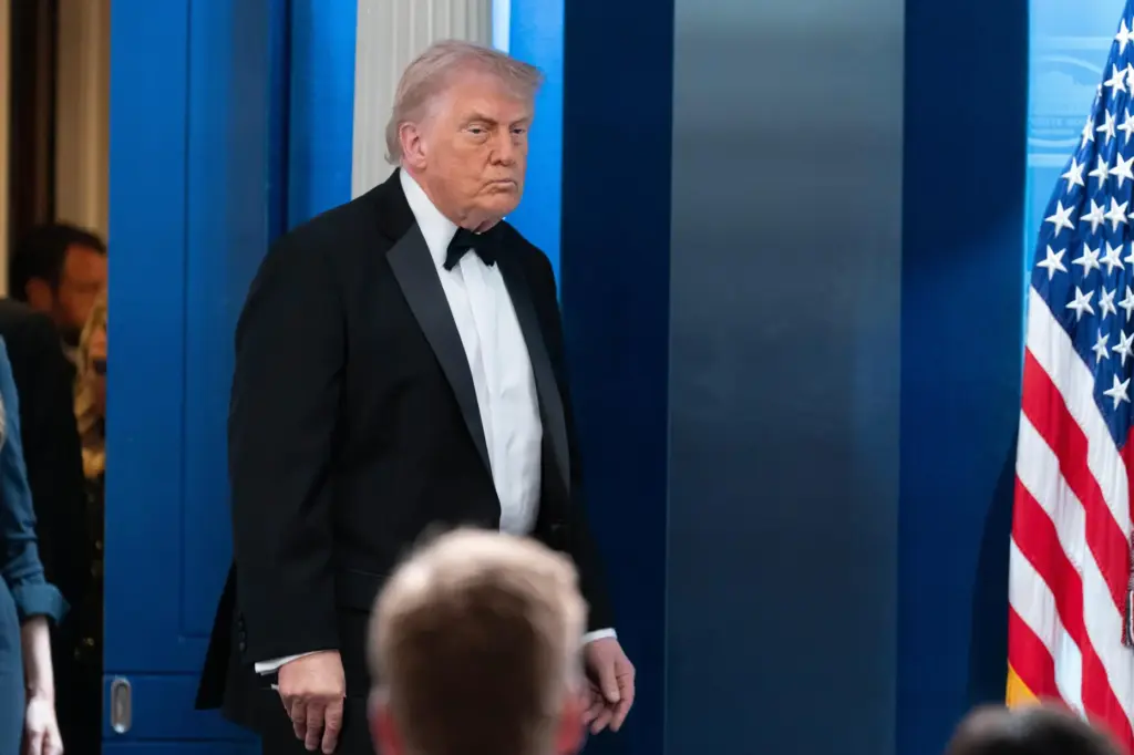 President Donald Trump arrives to speak to the media at the White House.