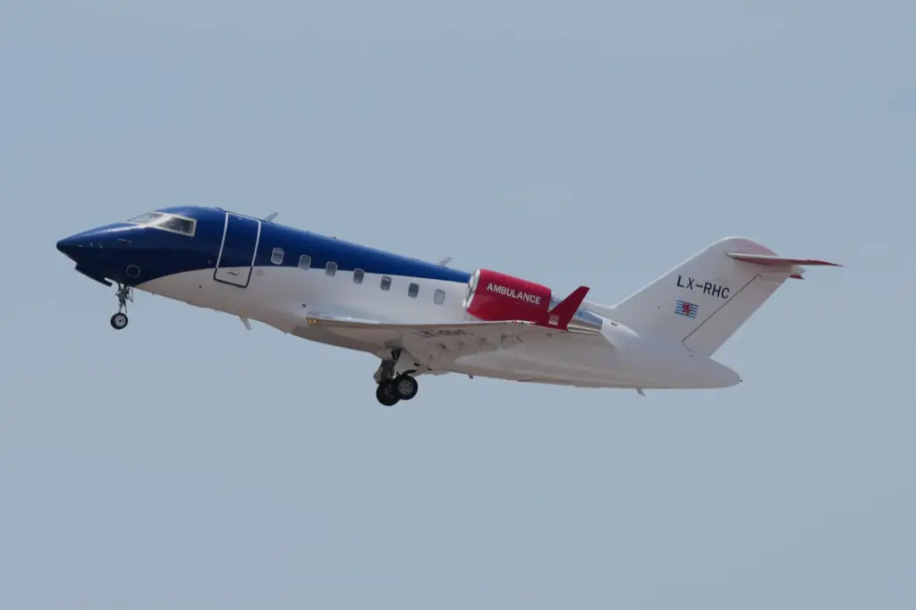 An air ambulance takes off with evacuated patients from the MV Hondius cruise ship.