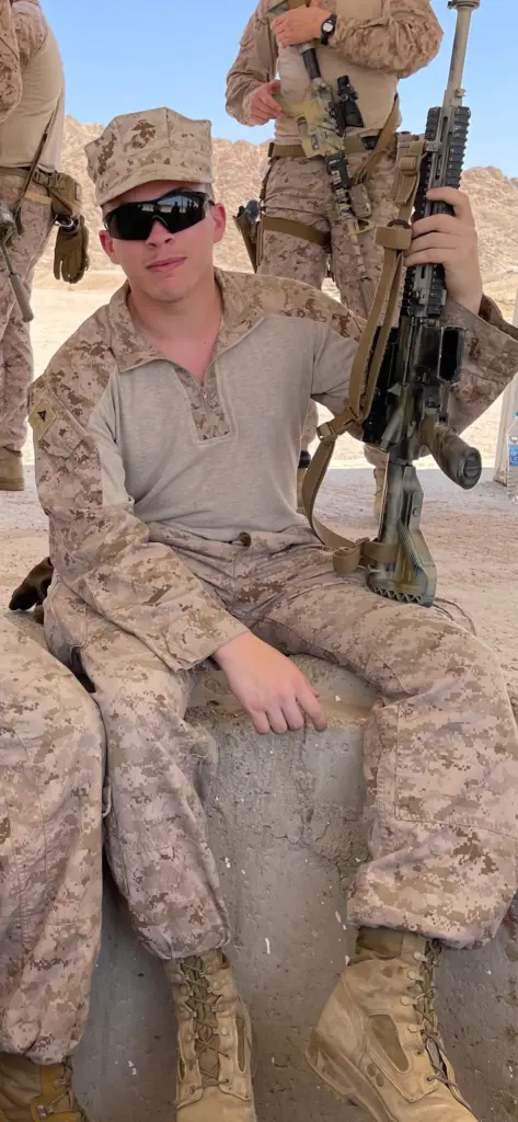 Lance Cpl. Dylan Merola, seen here while on deployment to...