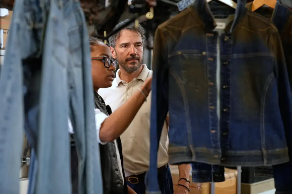 Bill Curtin, owner of BPD Washhouse, looks over some samples...