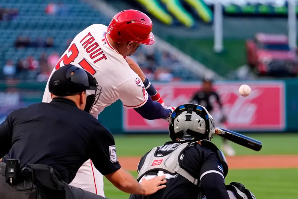 Angels star Mike Trout hits a solo home run during...