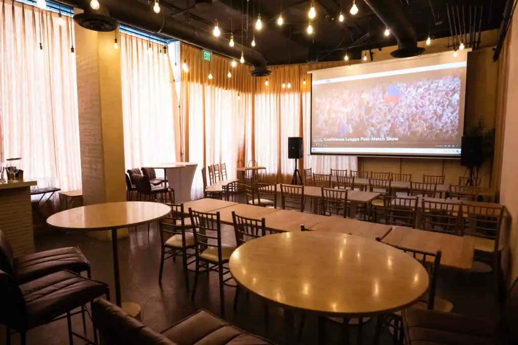 The watch party room at N17 The Lane sports bar...
