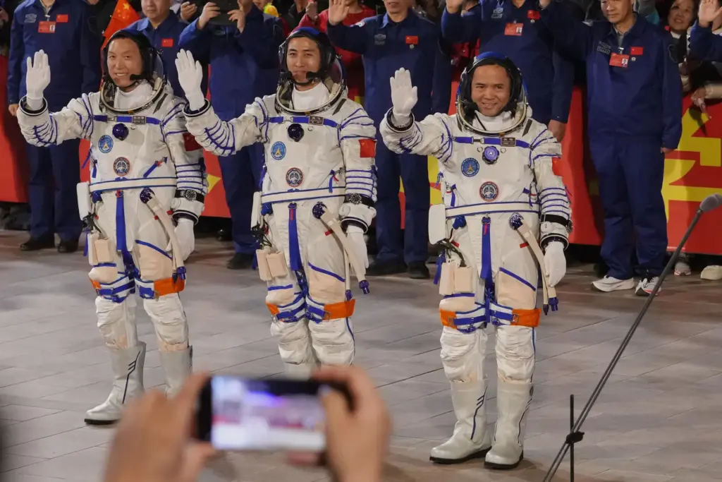 FILE – Chinese astronaut for the Shenzhou 21 mission, from...