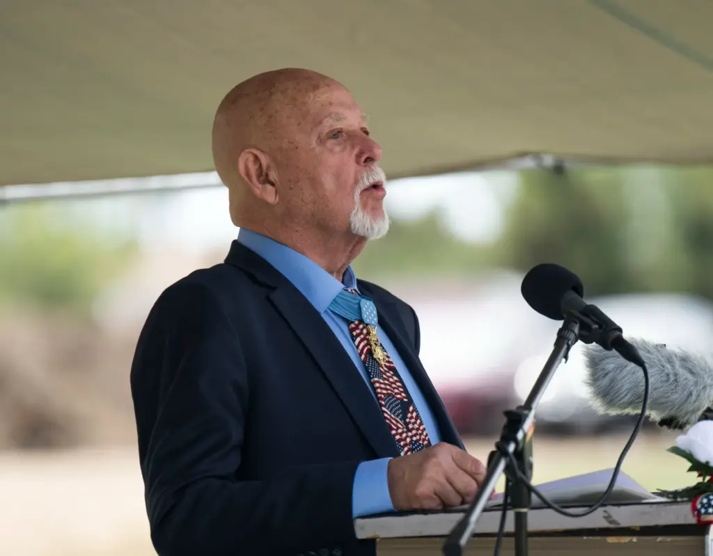 Army veteran and Medal of Honor recipient Gary Littrell delivers...