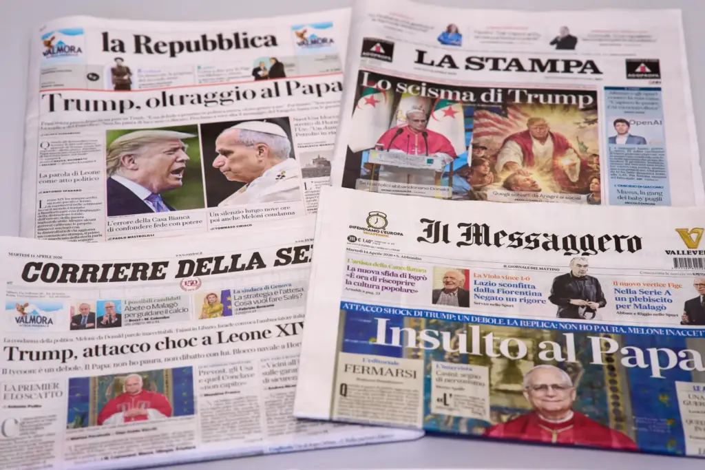 the front pages of some Italian newspapers