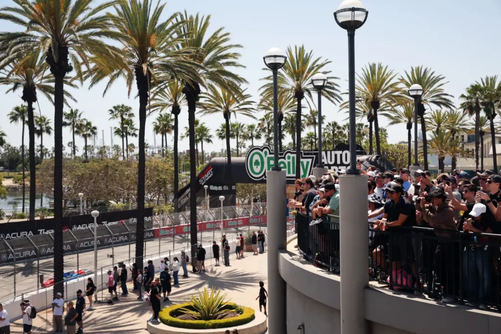 Motorsport fans watch the IMSA race during the 51st Grand...