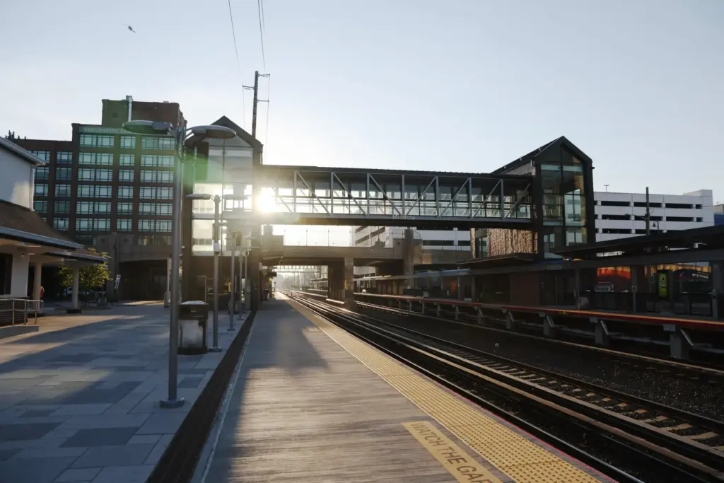 Tracks are empty at Mineola train station as Long Island Rail Road workers strike.