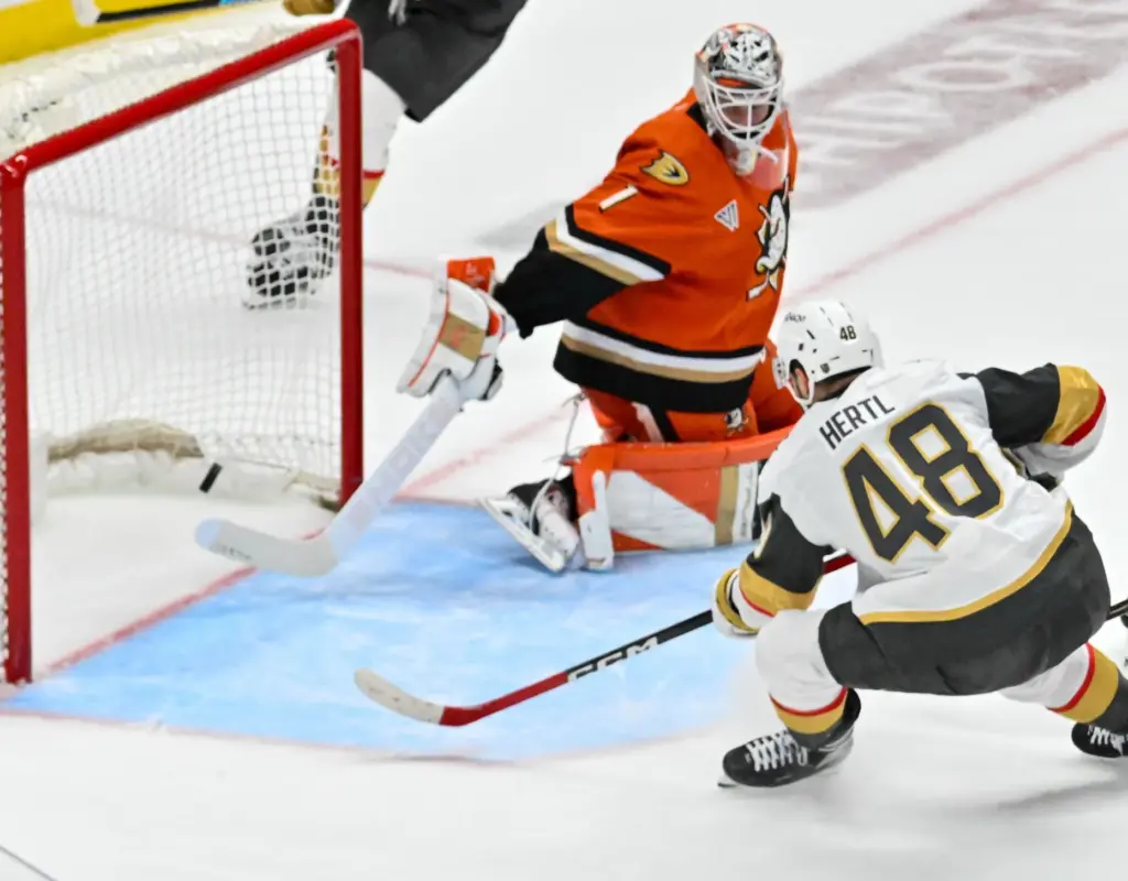 The Vegas Golden Knightsâ Tomas Hertl (48) gets a shot...