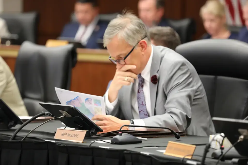 South Carolina Republican Rep. Donald McCabe looks at a proposed U.S. House district map.