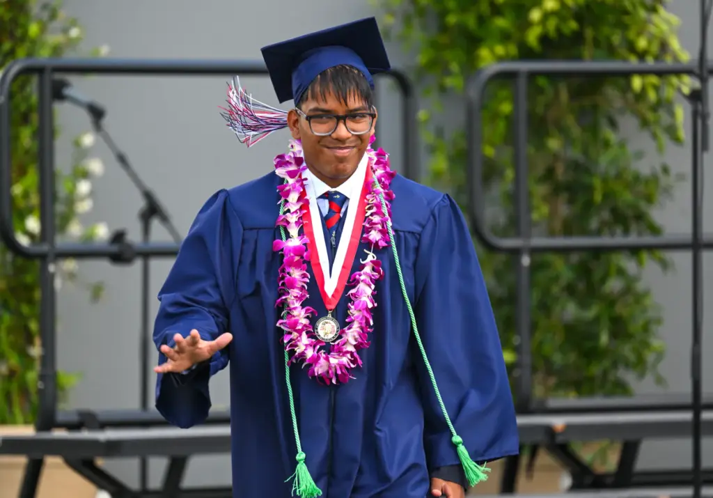 Graduate Dulein Subasinghe during the commencement ceremony for Beckman High...