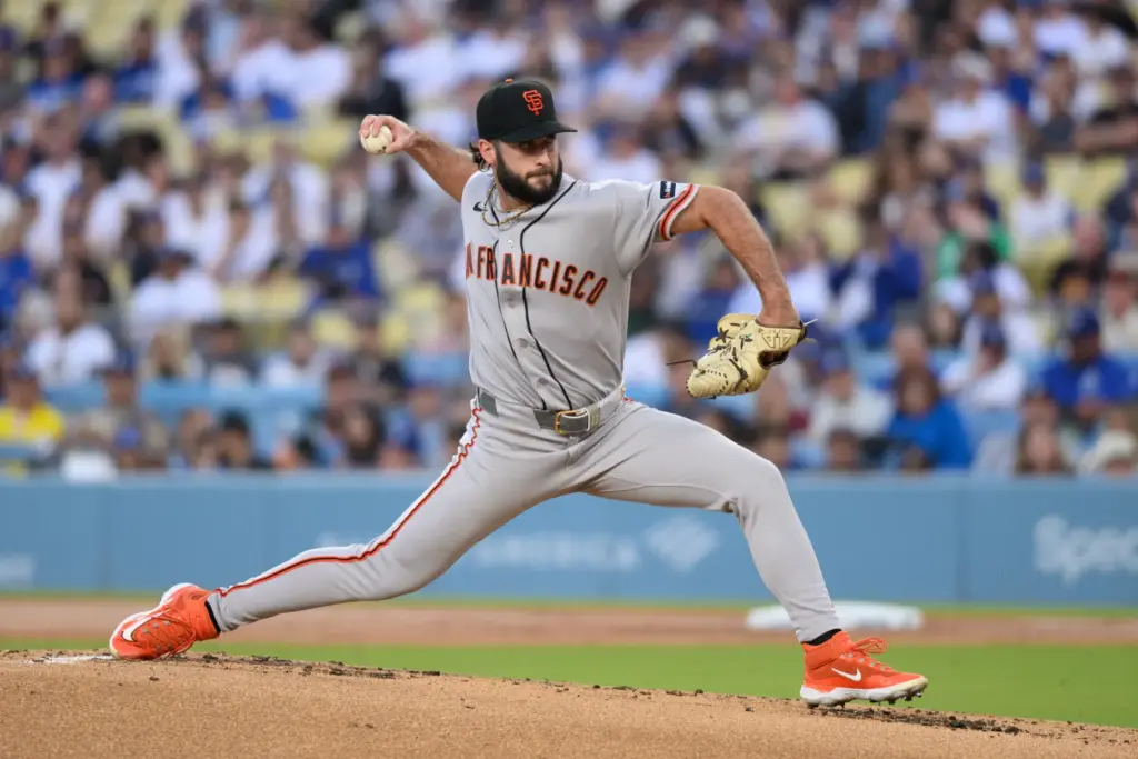 San Francisco Giants starting pitcher Trevor McDonald throws to the...