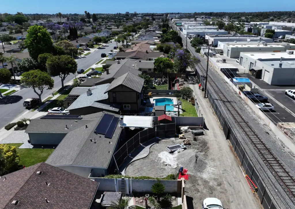 Backyards of homes in the 16500 block of Rhone Lane...