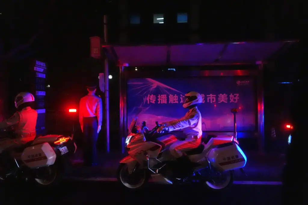 Motorcycle escorts and security travel in the motorcade with President...