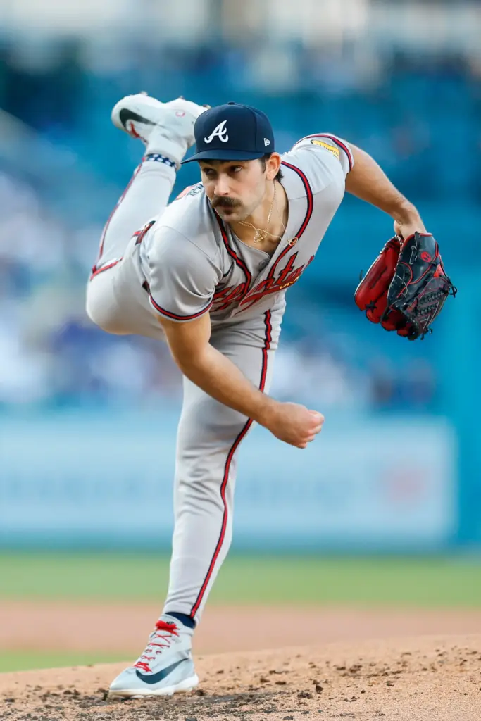 Atlanta Braves starting pitcher Spencer Strider (99) delivers during the...