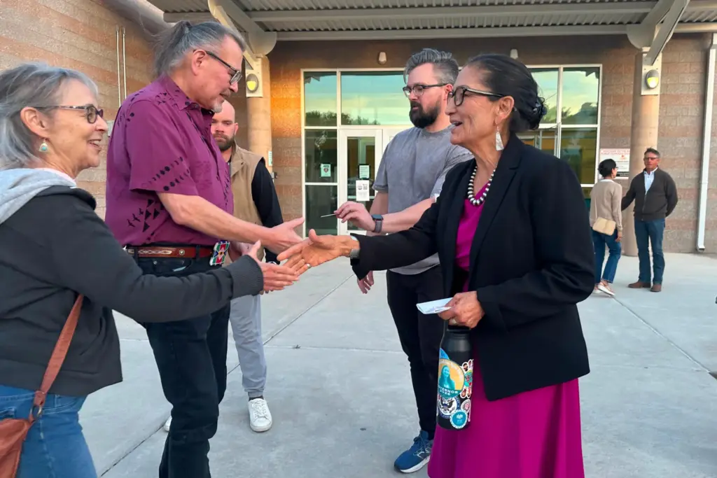 Former U.S. Interior Secretary Deb Haaland, a Democratic candidate for...