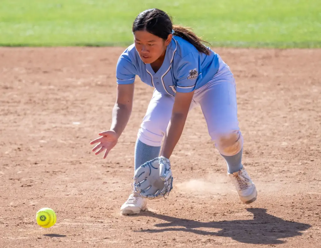 Irvine shortstop Katie Liu fields the ball during the CIF-SS...