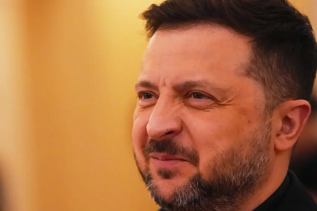 Ukraine’s President Volodymyr Zelenskyy arrives at the Bucharest B9 summit...