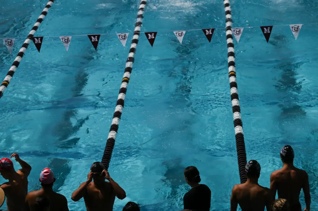 Swimmers prepare for the CIF Southern Section Division 1 swimming...