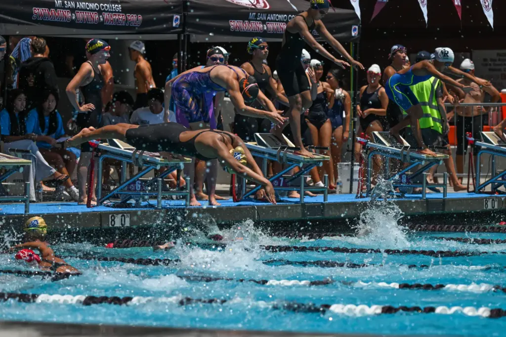 Santa Margarita High school swims the freestyle relays for the...
