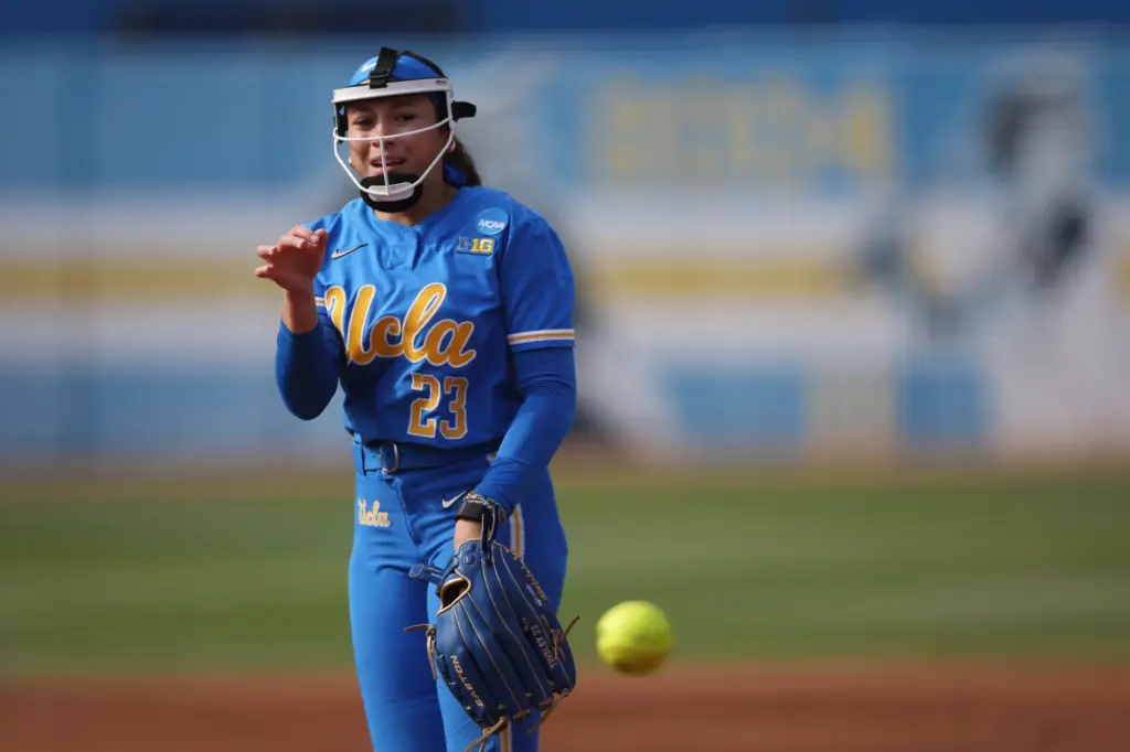 UCLAâs Taylor Tinsley (23) pitches against South Caolina during the...