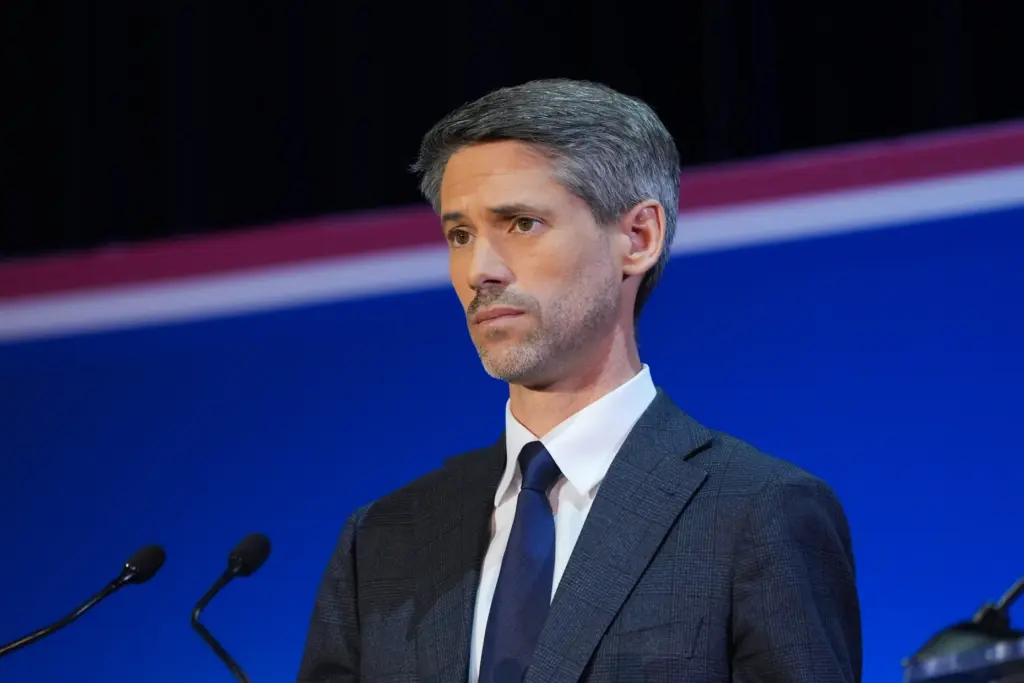 Matt Mahan during a California gubernatorial debate hosted by CBS...