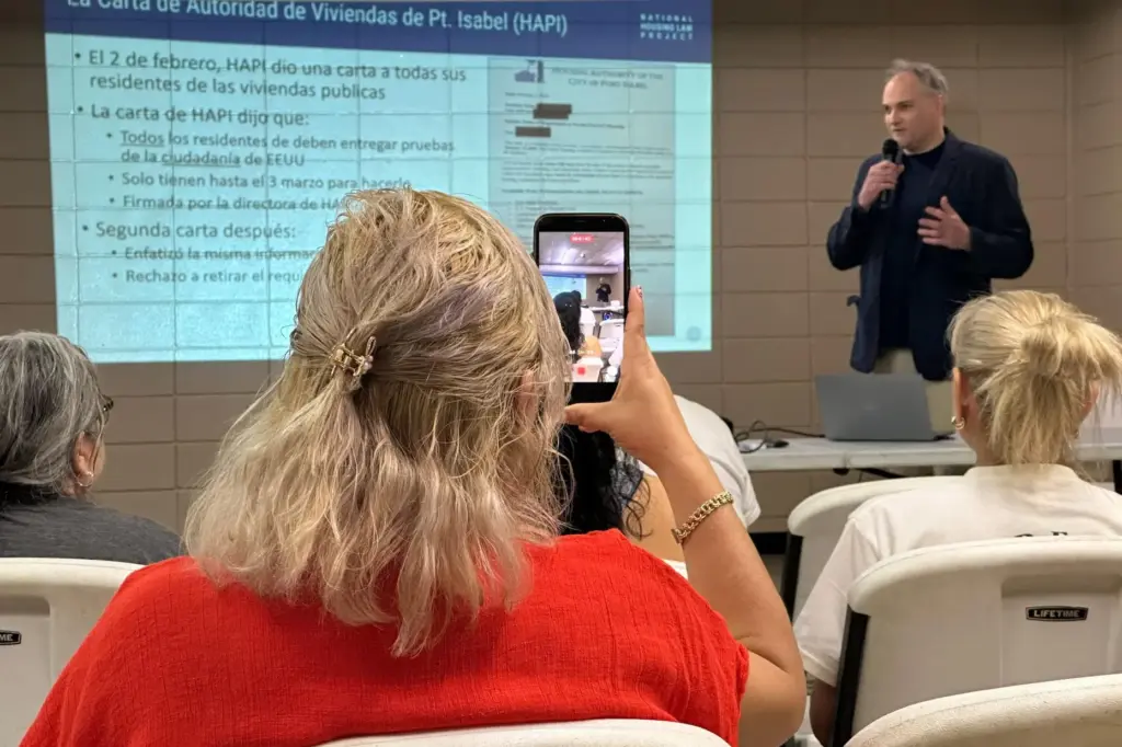 Community members attended a public forum at the Port Isabel Community Center.