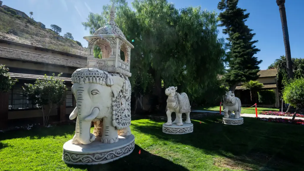 Giant chess pieces are on display at city hall after...