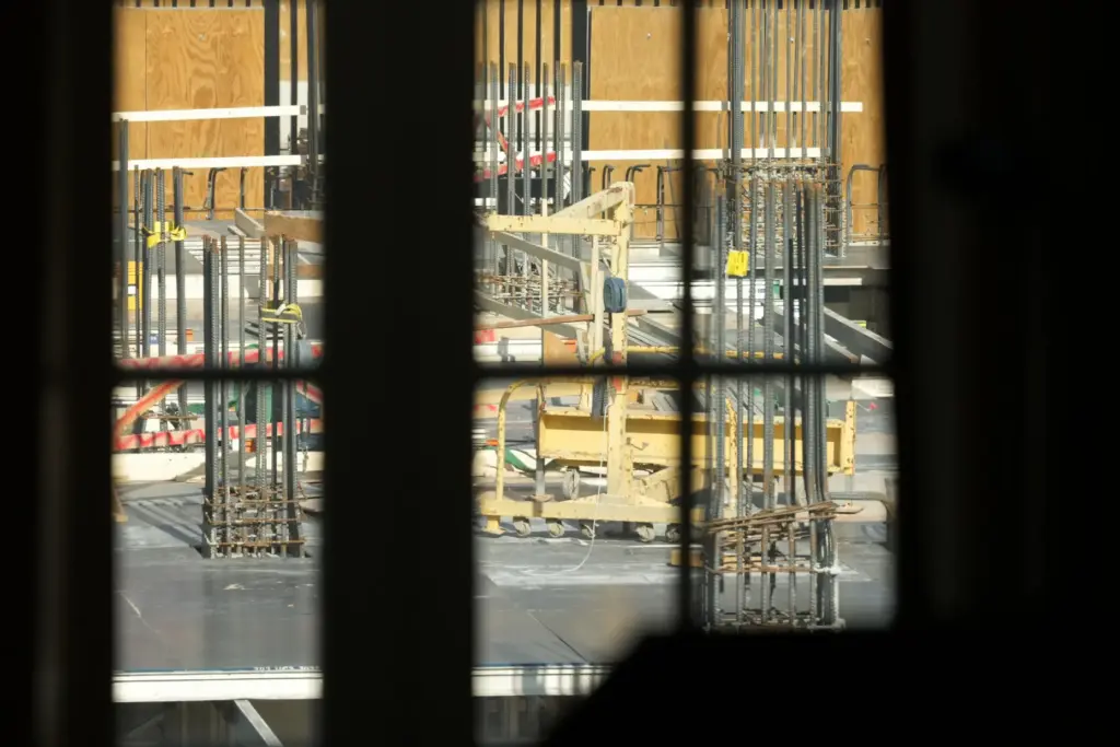 Construction of the new White House Ballroom is seen from...