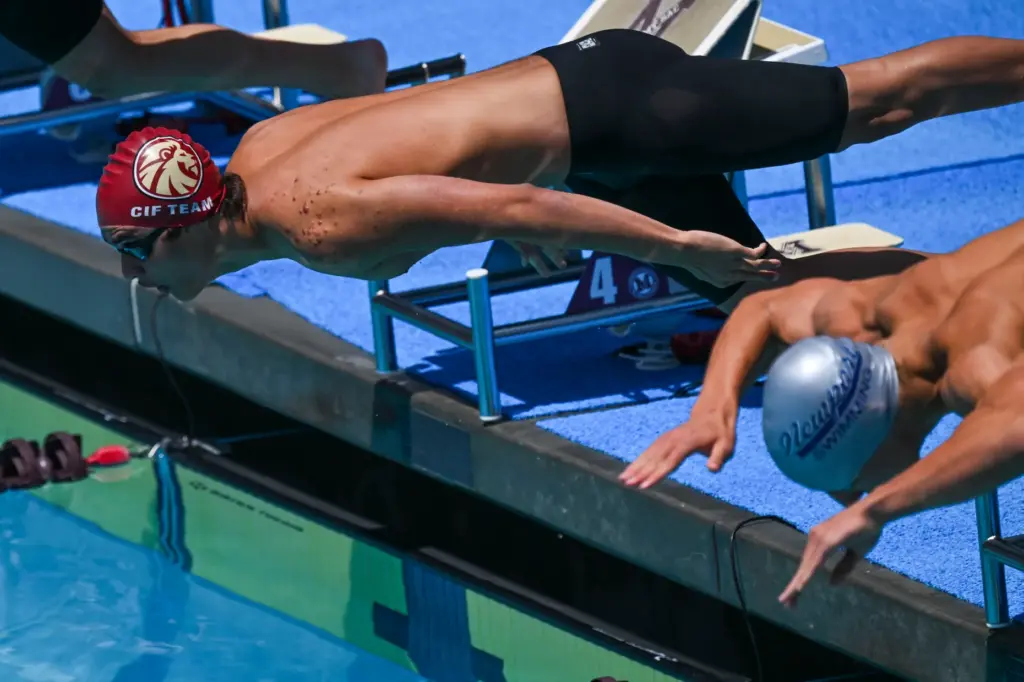 Nolan Baker of JSerrahigh school dives in for the CIF...